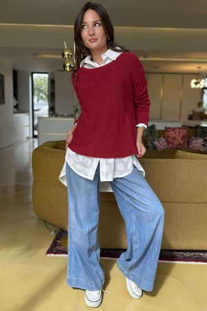 Made in Italy Conrad Body Skim Knit Jumper Bordeaux